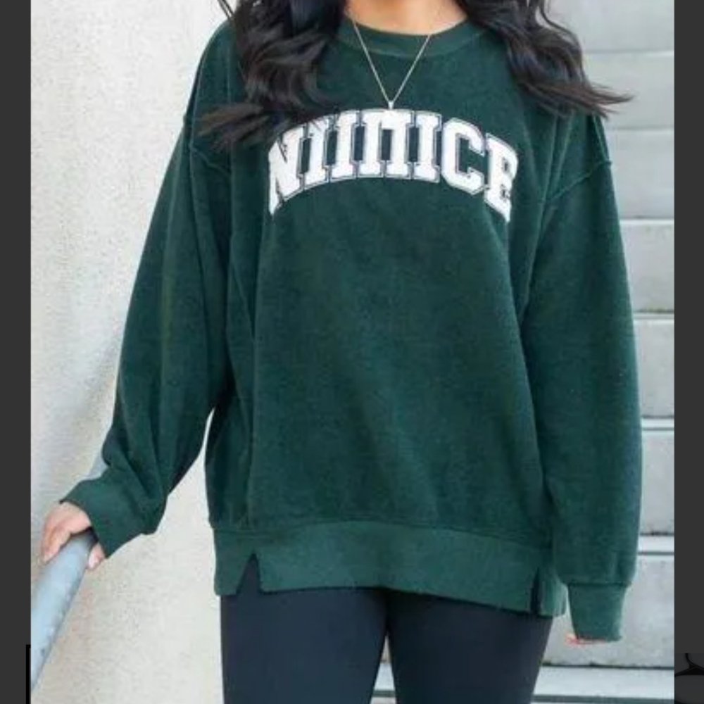 Aerie The Chill Cozy Crew Sweatshirt Nice Oversized Distressed Fleece Small